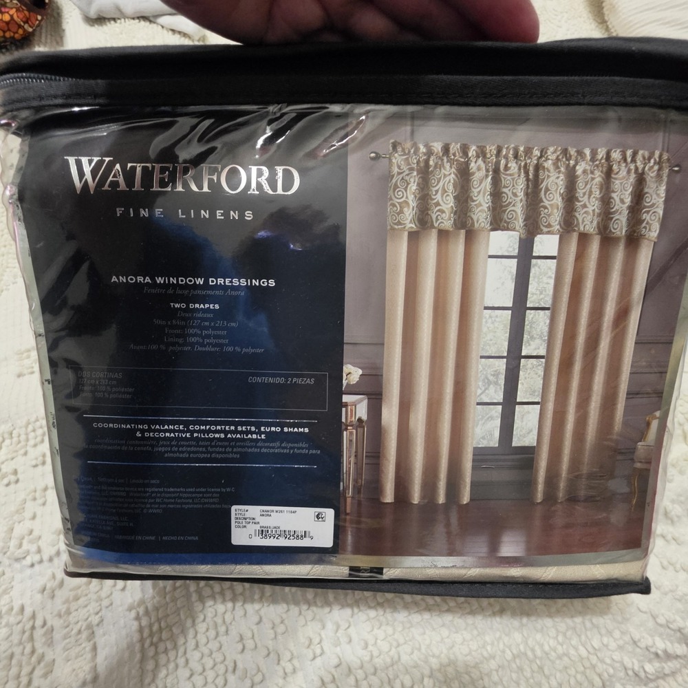 Waterford Fine Linens(2)Waterford Anora Window Panels One Anora Valance New - Picture 3 of 13